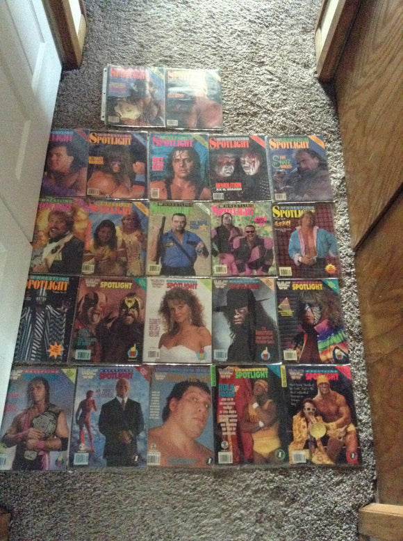 Lot of 22 WWF Spotlight Magazines 1-22  with posters .Great Condition Make offer. BO